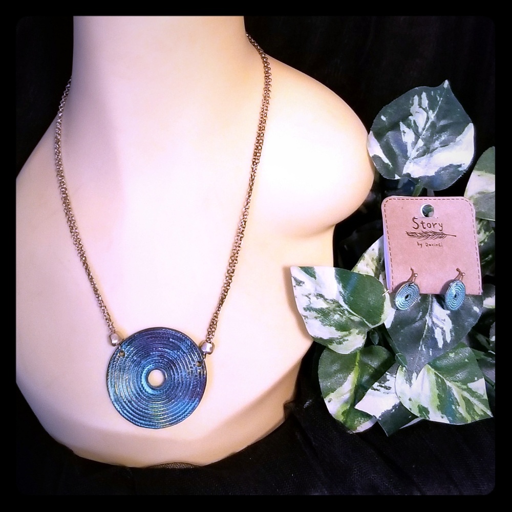 Patina Token Fashion Pendant Necklace Set Beautiful Patina Finish Rustic Touch